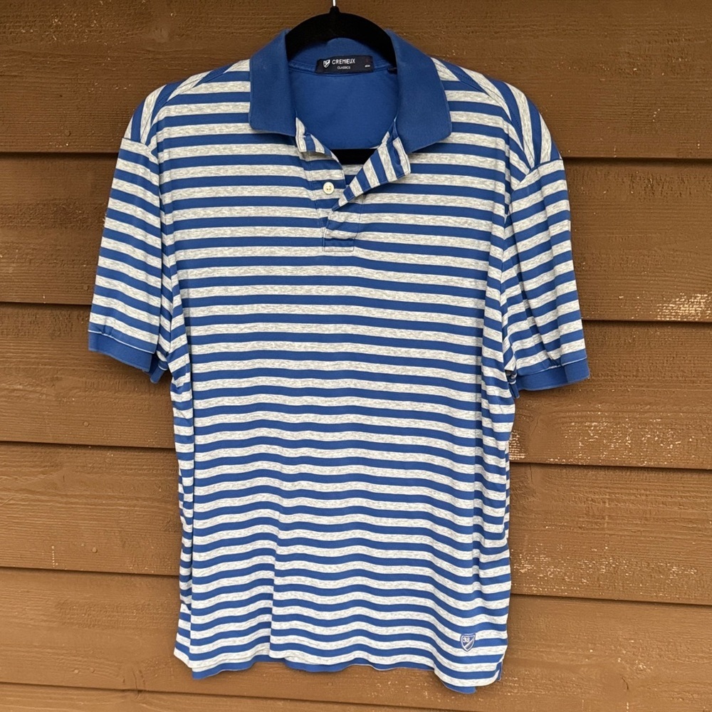 Daniel Cremieux Blue and White Striped Polo Shirt size Small